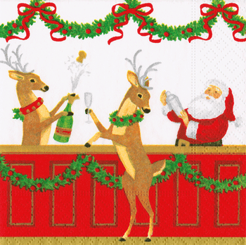 Caspari Santa'S Bar Napkin Cocktail